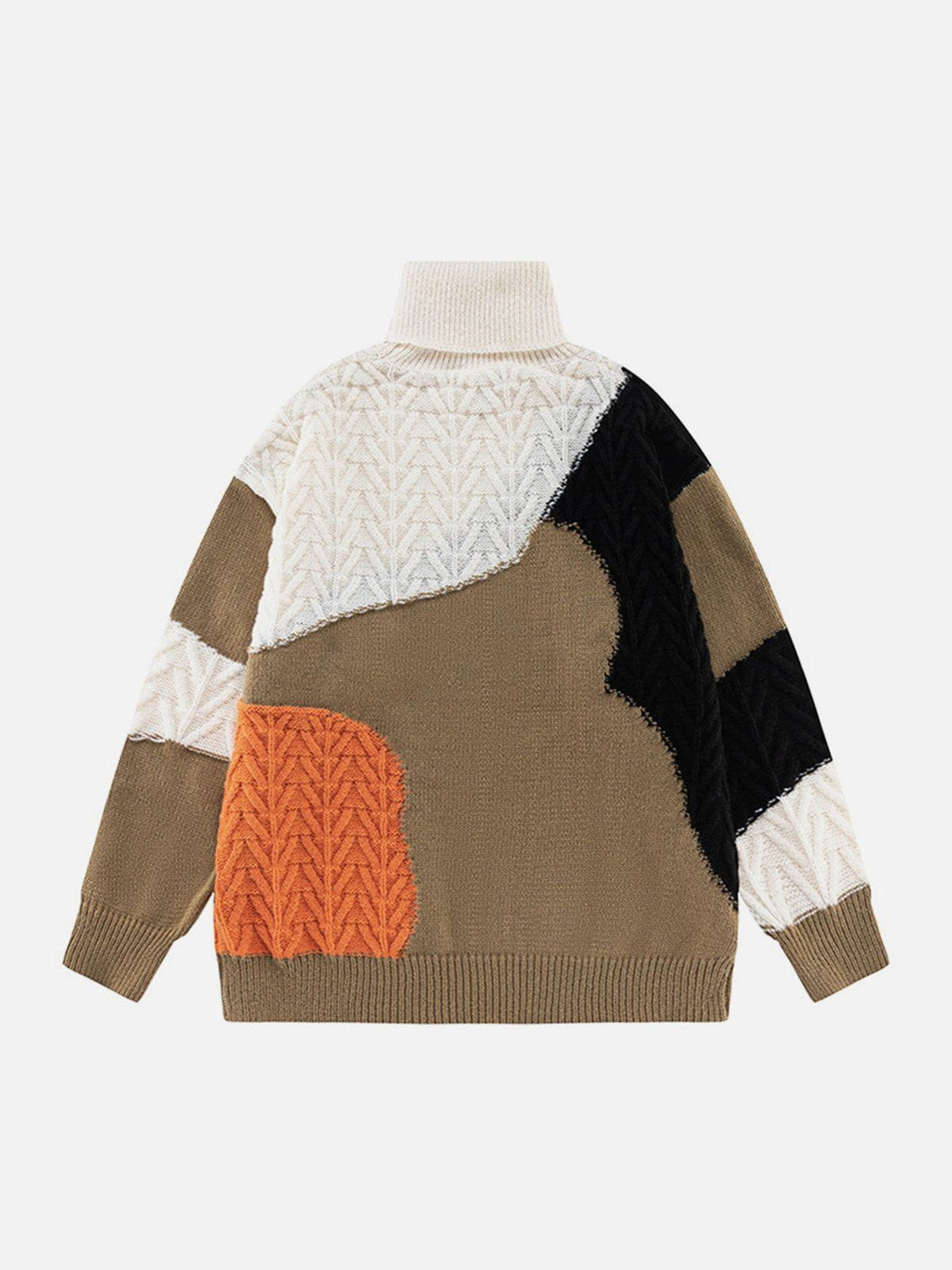 AlanBalen® - Contrast Patchwork Turtleneck Sweater AlanBalen