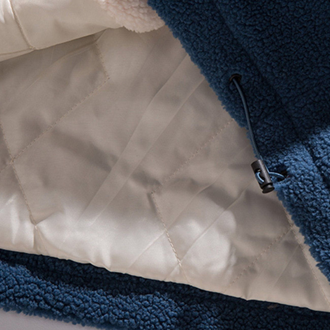 AlanBalen® - Contrast Stitching Pockets Sherpa Coat AlanBalen
