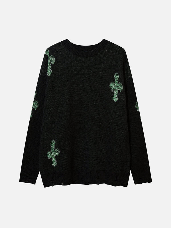 AlanBalen® - Cross Contrast Jacquard Sweater AlanBalen