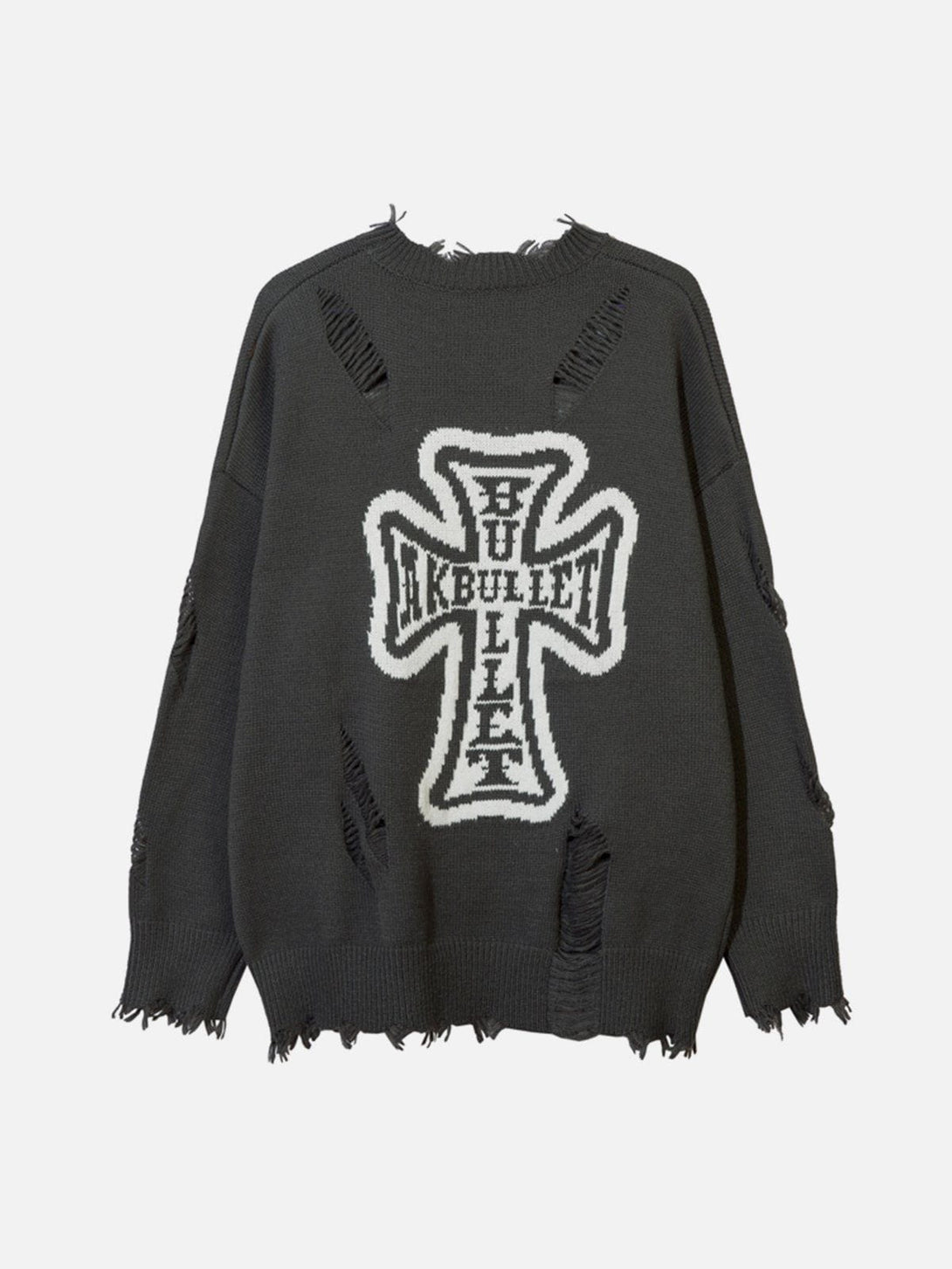 AlanBalen® - Cross Graphic Raw Edge Sweater AlanBalen