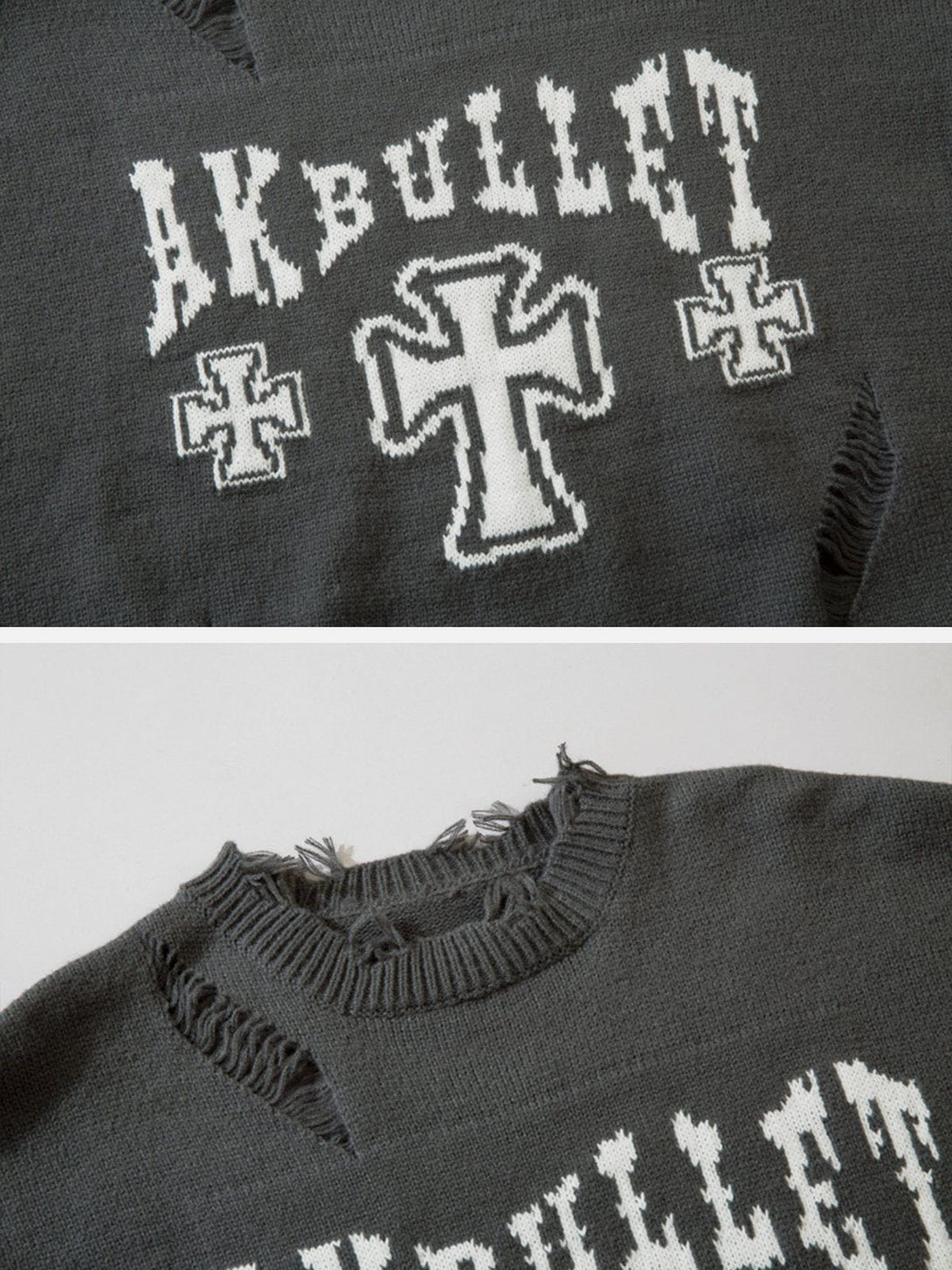AlanBalen® - Cross Graphic Raw Edge Sweater AlanBalen