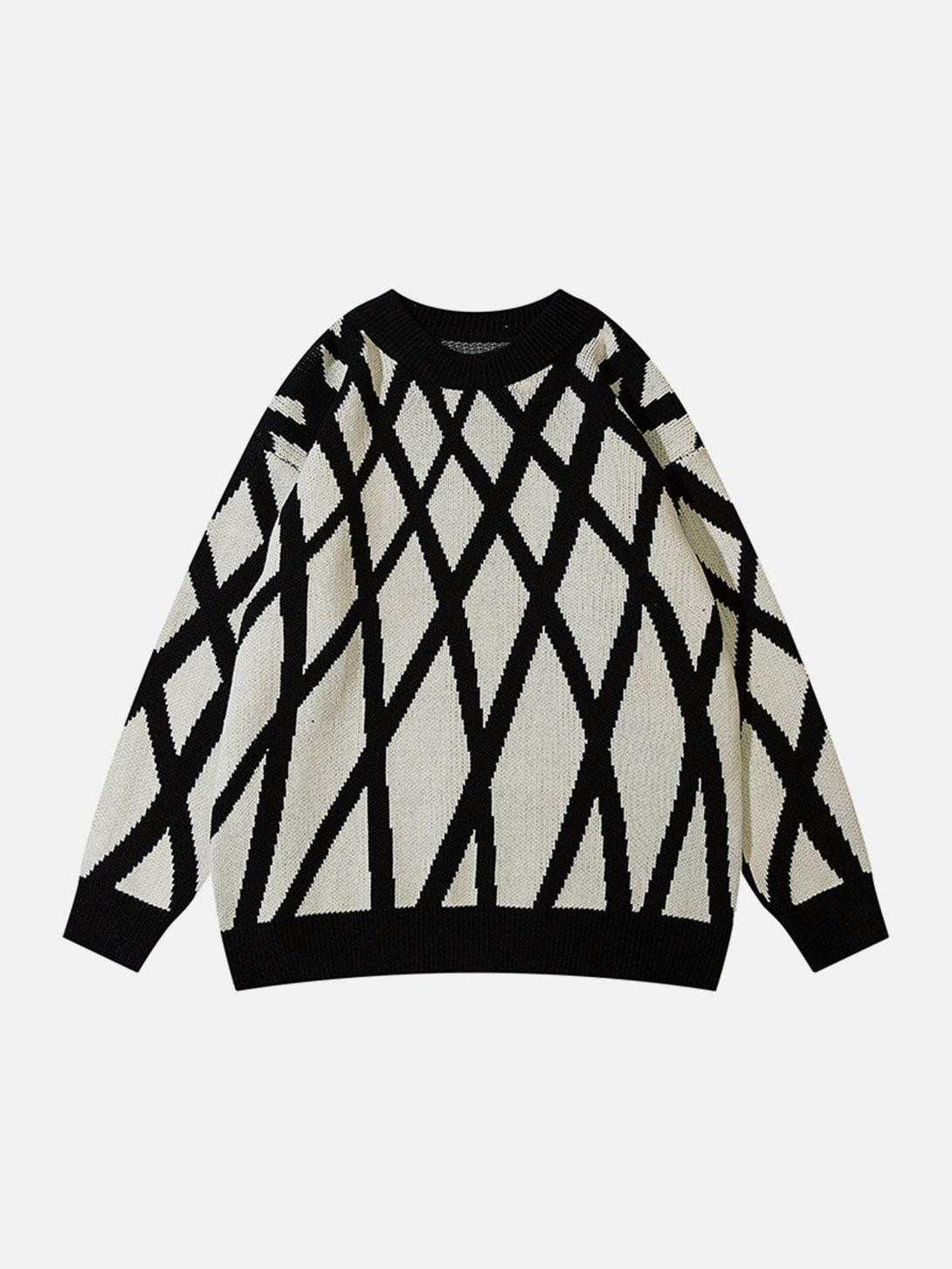 AlanBalen® - Crossover Mesh Jacquard Knit Sweater AlanBalen