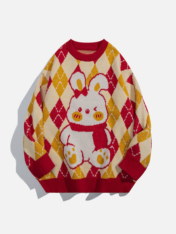 AlanBalen® - Cute Rabbit Rhombus Patchwork Sweater AlanBalen