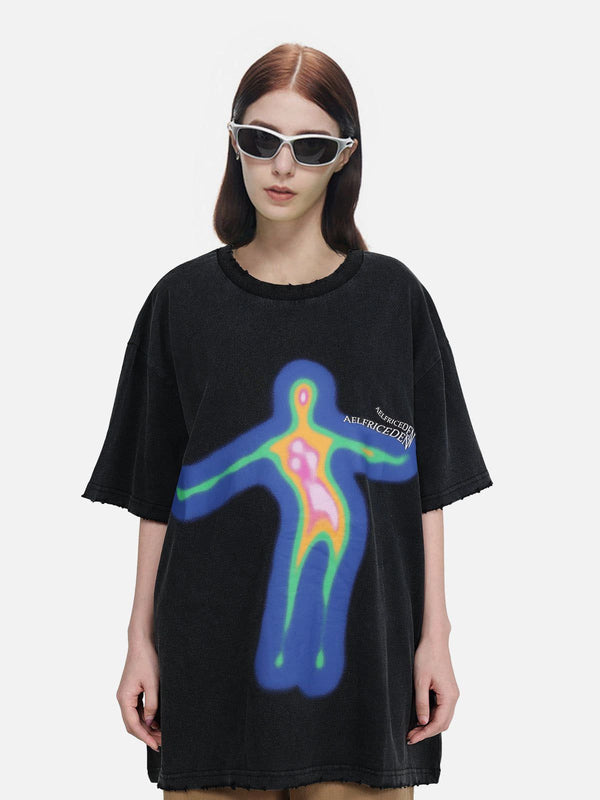 AlanBalen® - Distorted Portrait Graphic Cotton Tee AlanBalen