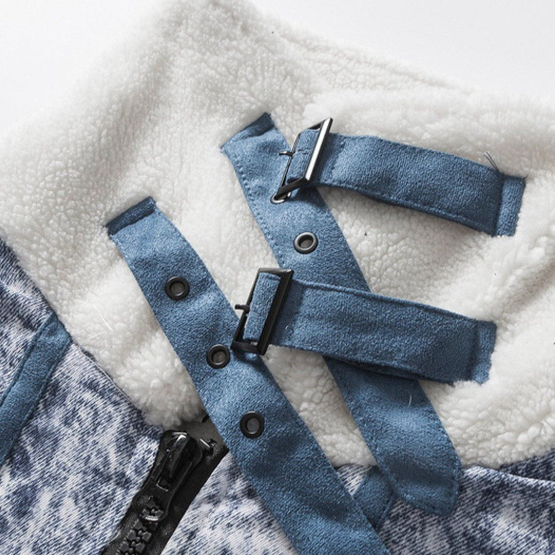 AlanBalen® - Distressed Lambswool Collar Winter Coat AlanBalen
