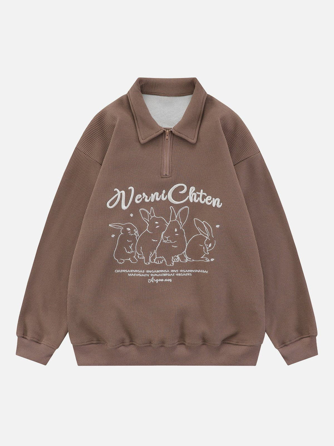 AlanBalen® - Embroidered Bunny Waffle Polo Sweatshirt AlanBalen