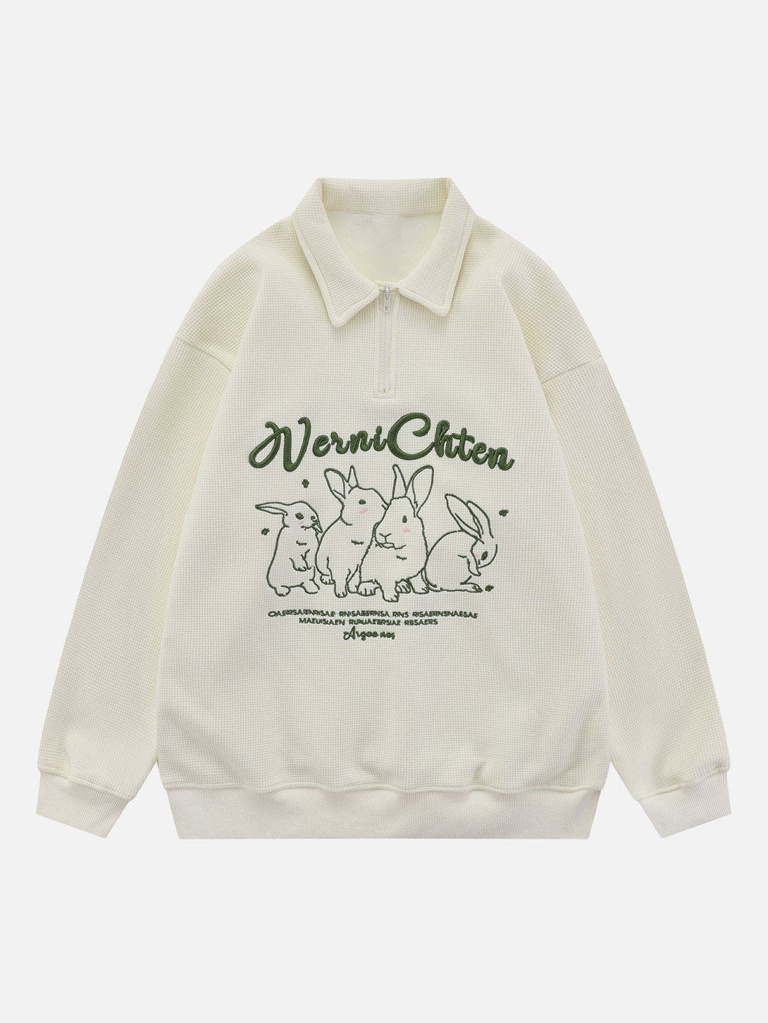 AlanBalen® - Embroidered Bunny Waffle Polo Sweatshirt AlanBalen