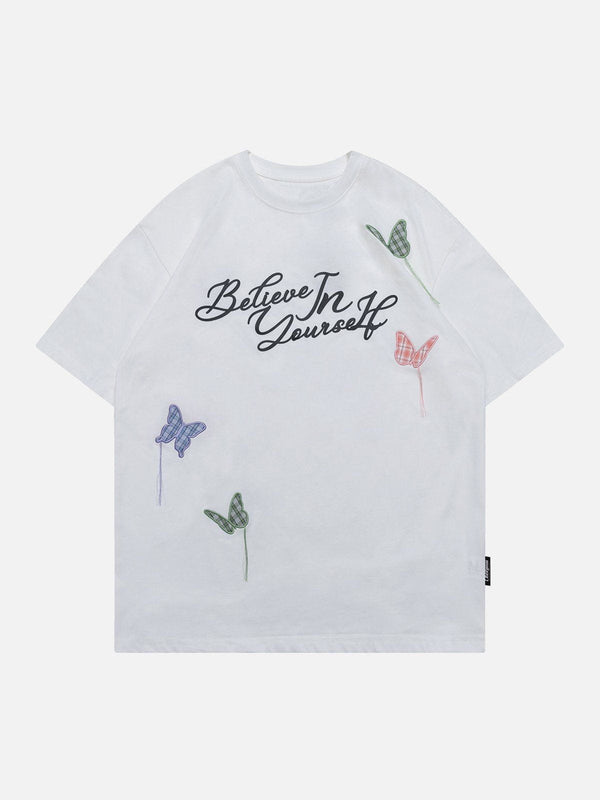 AlanBalen® - Embroidered Butterfly Letter Tee AlanBalen