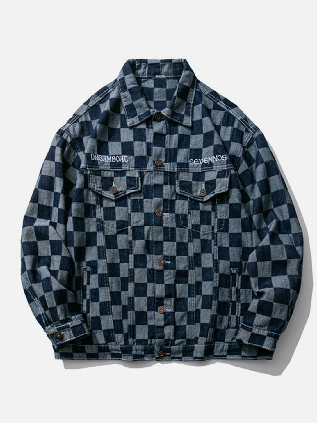 AlanBalen® - Embroidered Checkerboard Panel Jacket AlanBalen