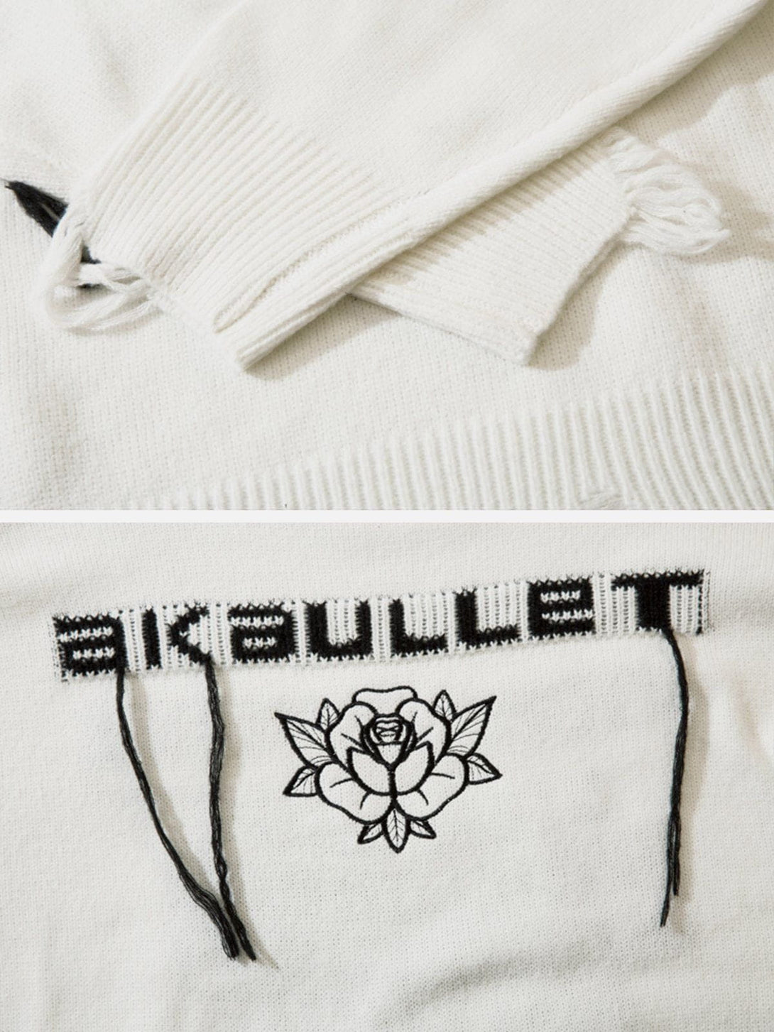 AlanBalen® - Embroidered Letter Fringe Sweater AlanBalen