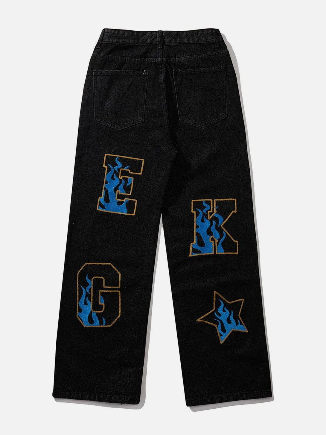 AlanBalen® - Embroidered Letter Jeans AlanBalen