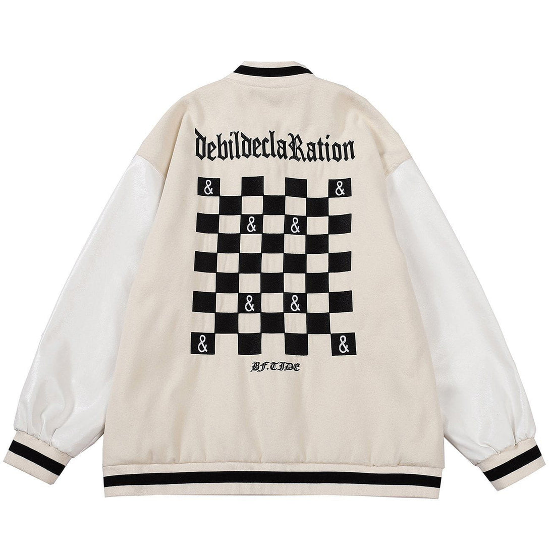 AlanBalen® - Embroidered Letters Checkerboard Winter Coat AlanBalen