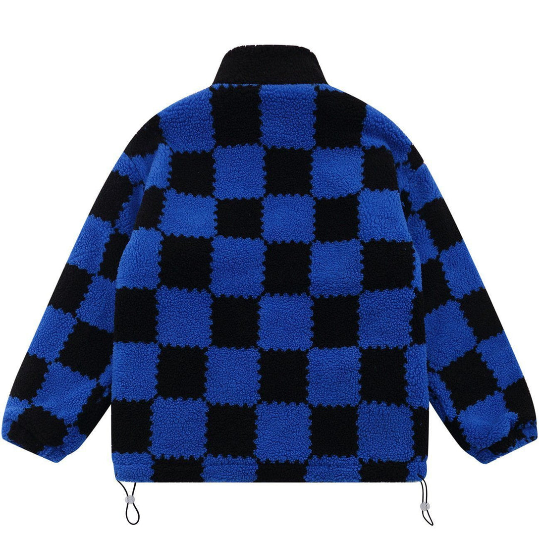 AlanBalen® - Embroidered Letters Lattice Sherpa Winter Coat AlanBalen