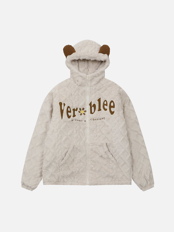 AlanBalen® - Embroidered Letters Sherpa Coat AlanBalen