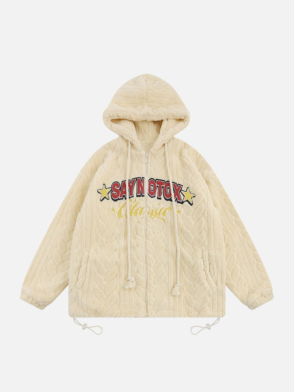 AlanBalen® - Embroidered Star Letter Sherpa Coat AlanBalen