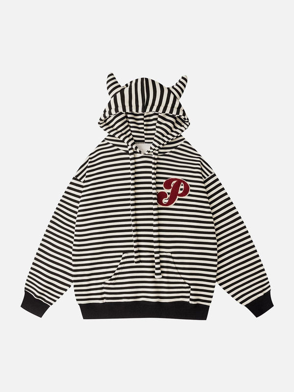 AlanBalen® - Embroidered Striped Zipper Hoodie AlanBalen