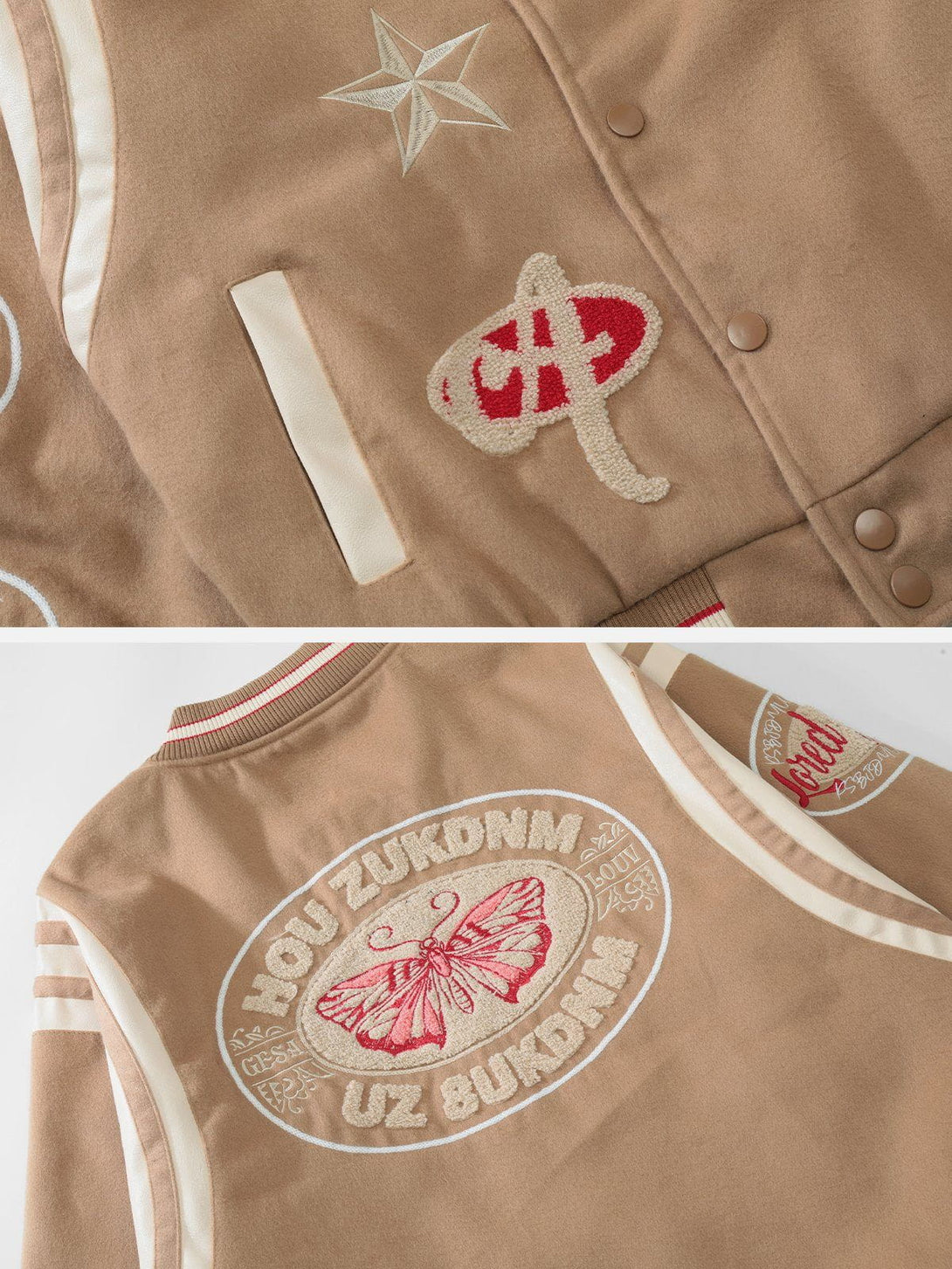 AlanBalen® - Embroidery Butterfly Varsity Jacket AlanBalen