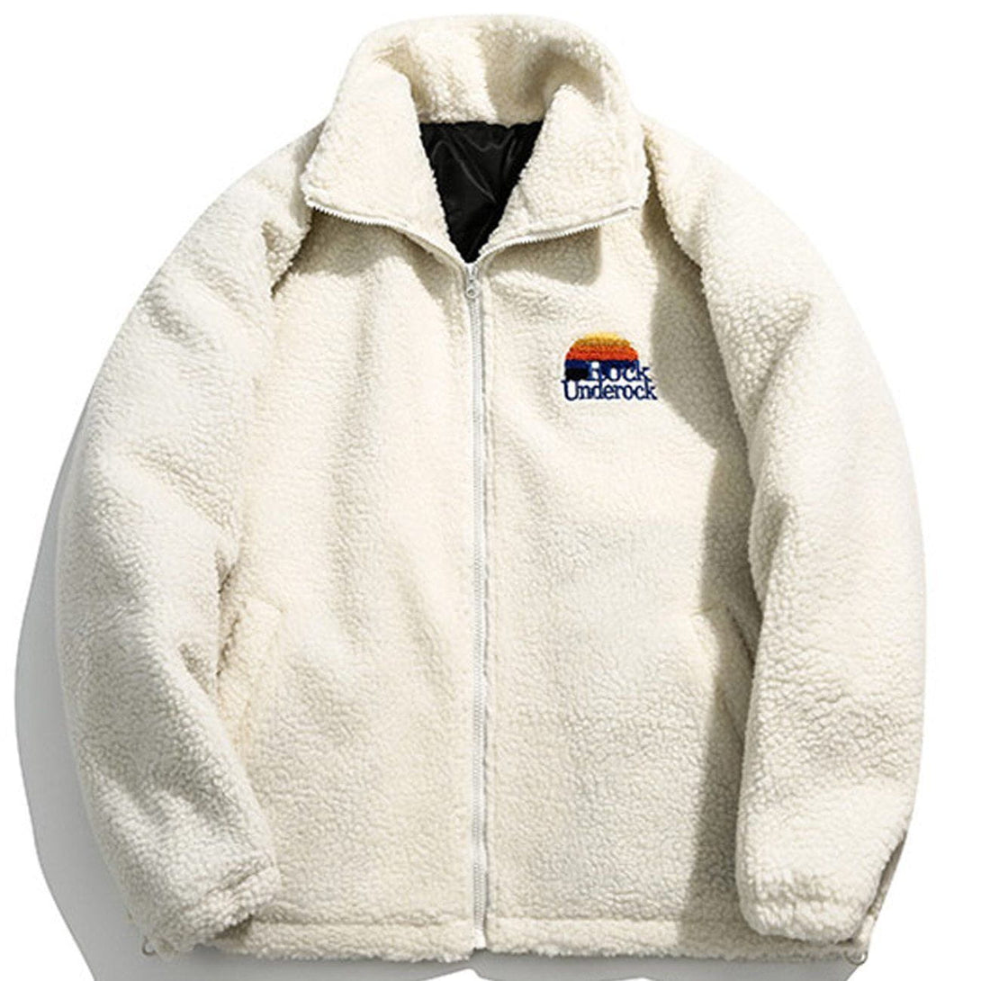 AlanBalen® - Embroidery Letter Sherpa Winter Coat AlanBalen