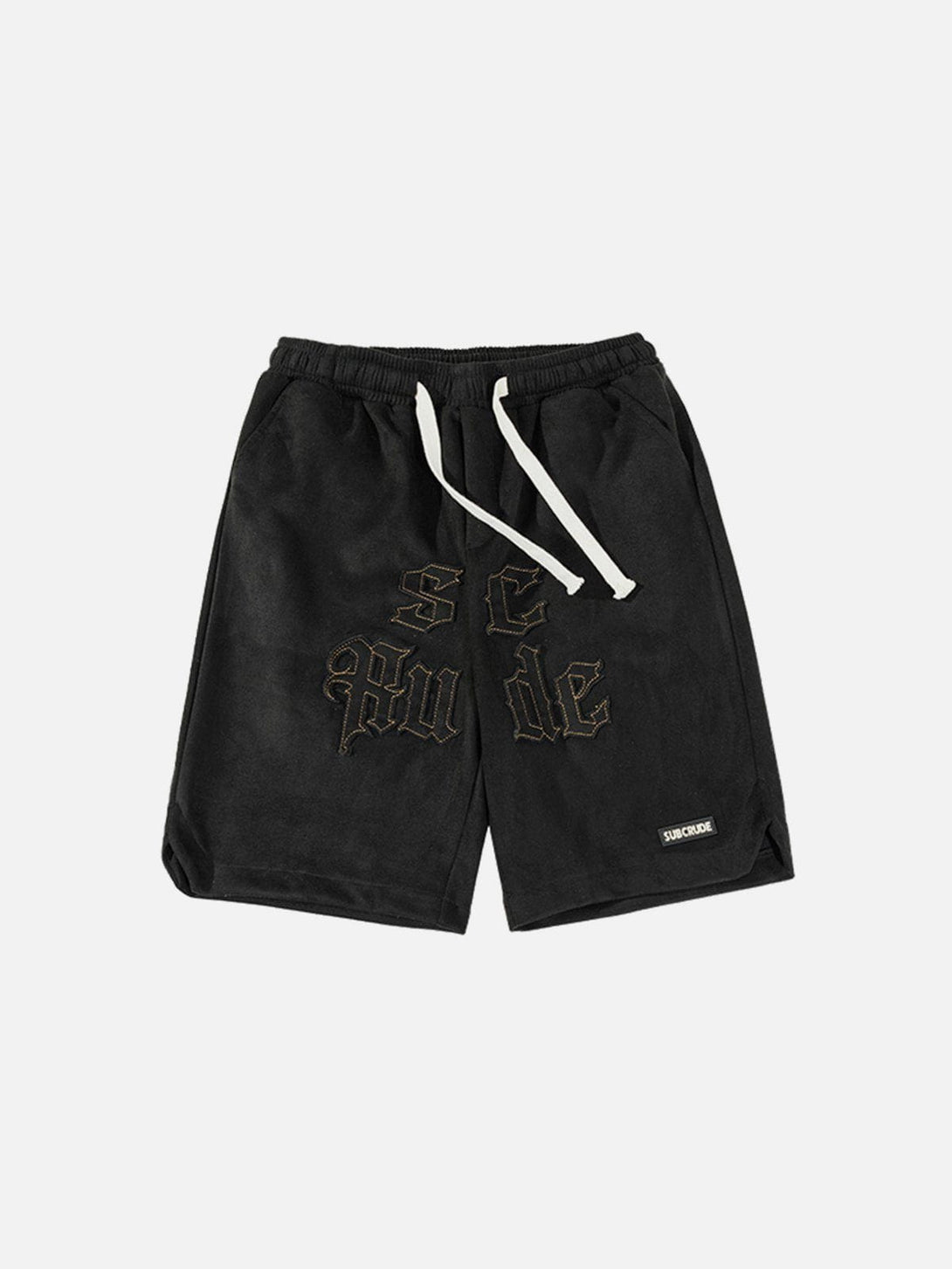 AlanBalen® - Embroidery Letters Suede Shorts AlanBalen