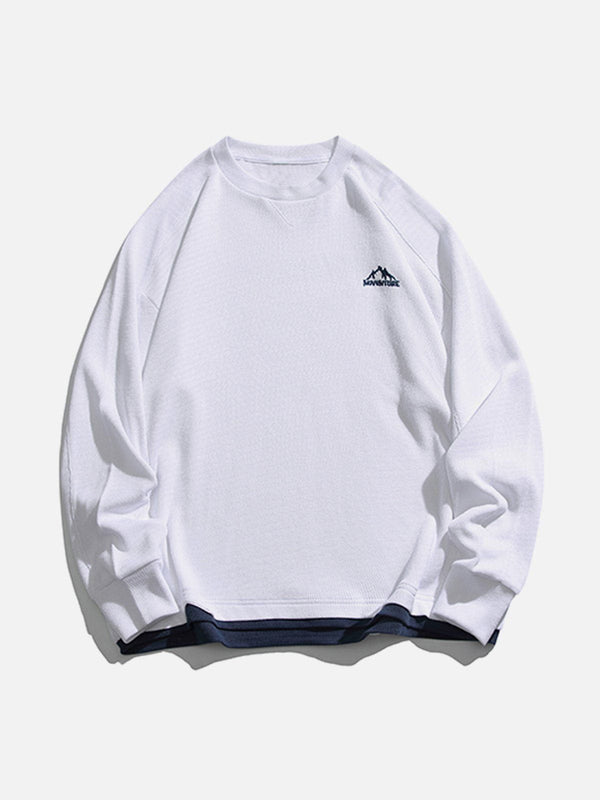 AlanBalen® - Embroidery Mountain Fake Two Sweatshirt AlanBalen