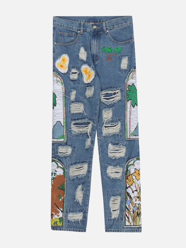 AlanBalen® - Embroidery Painting Hole Jeans AlanBalen