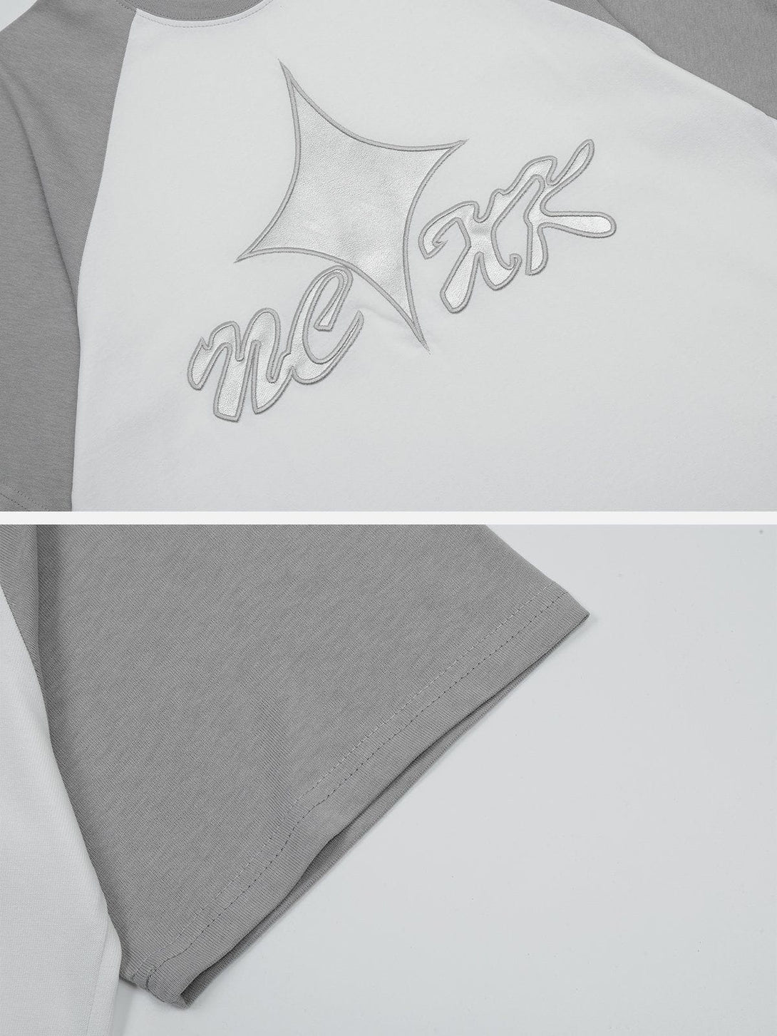AlanBalen® - Embroidery Patchwork Sleeve Tee AlanBalen