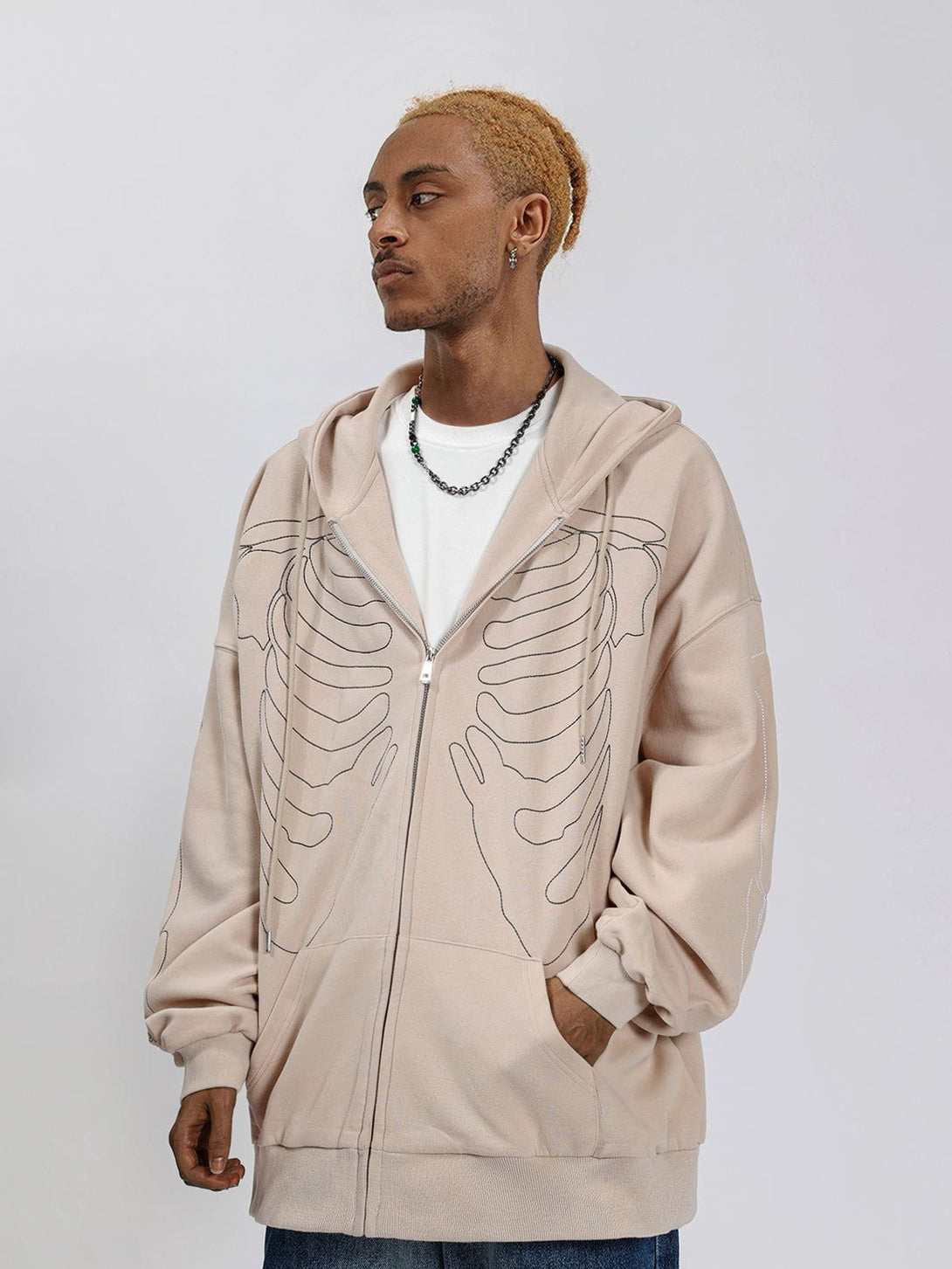 AlanBalen® - Embroidery Skeleton Zip Up Hoodie AlanBalen