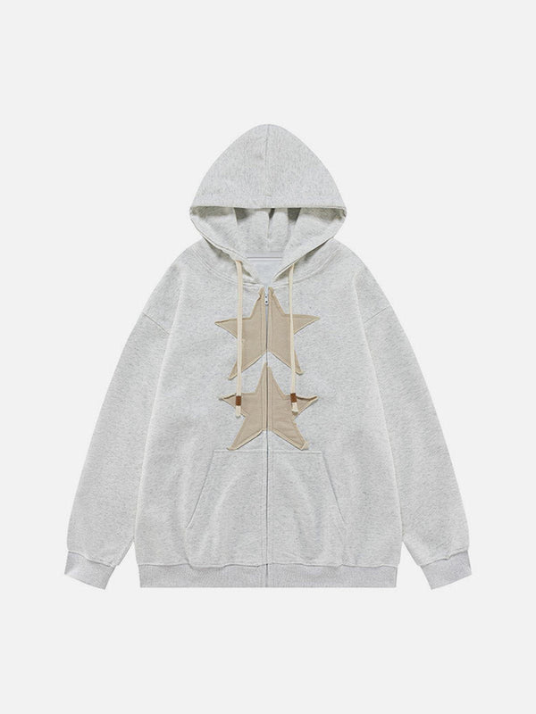 AlanBalen® - Embroidery Star Zip Up Hoodie AlanBalen