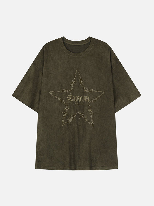 AlanBalen® - Embroidery Thorns Star Print Tee AlanBalen