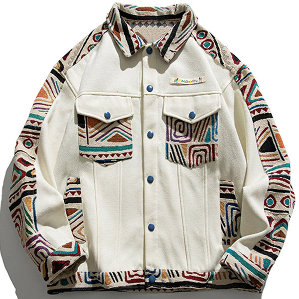 AlanBalen® - Ethnic Printing Stitching Jacket AlanBalen