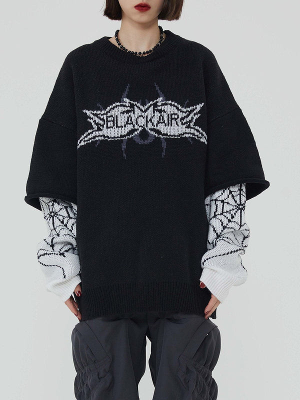 AlanBalen® - Fake Two Spider Web Jacquard Sweater AlanBalen