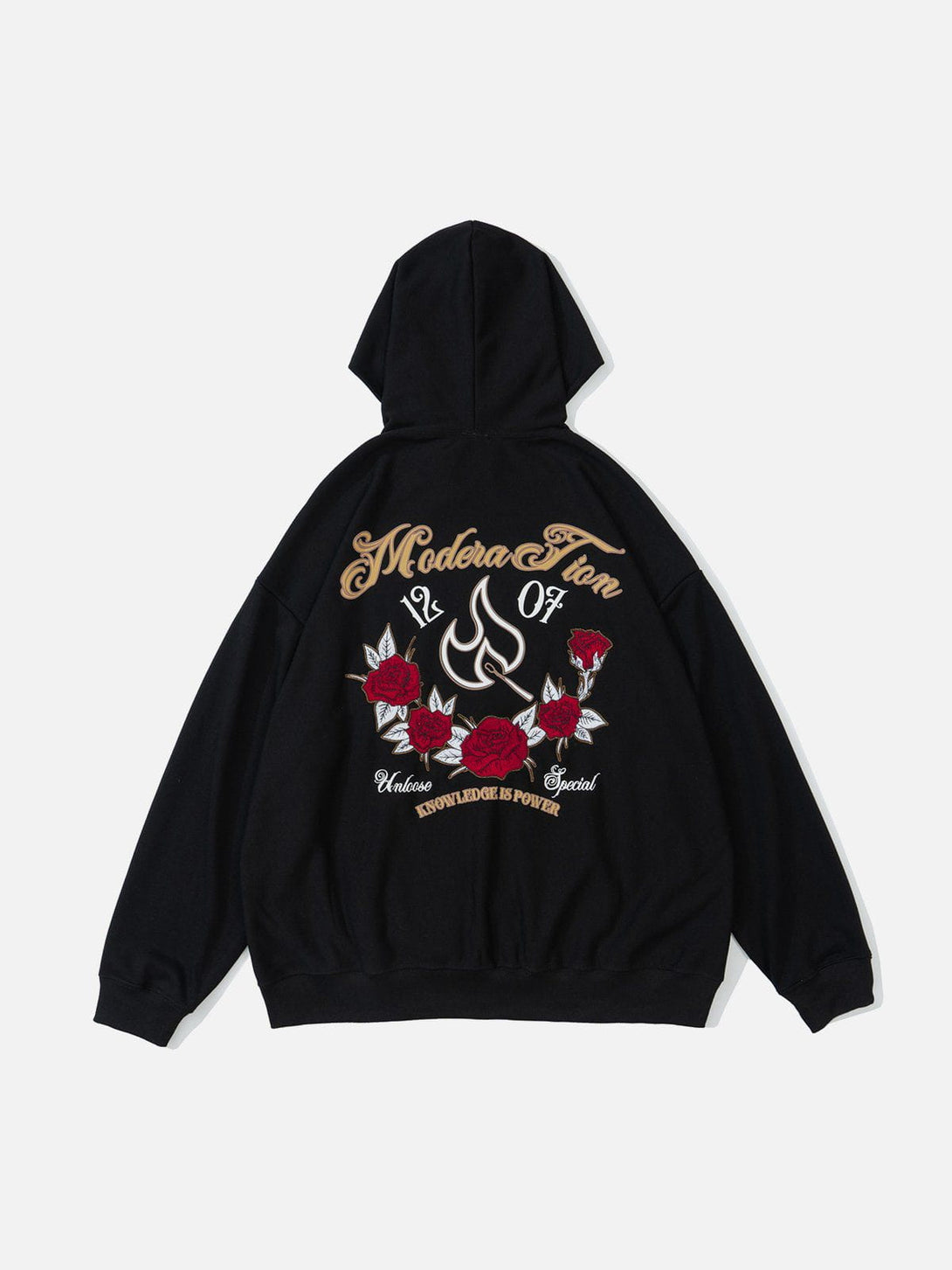 AlanBalen® - Flames and Roses Embroidered Hoodie AlanBalen