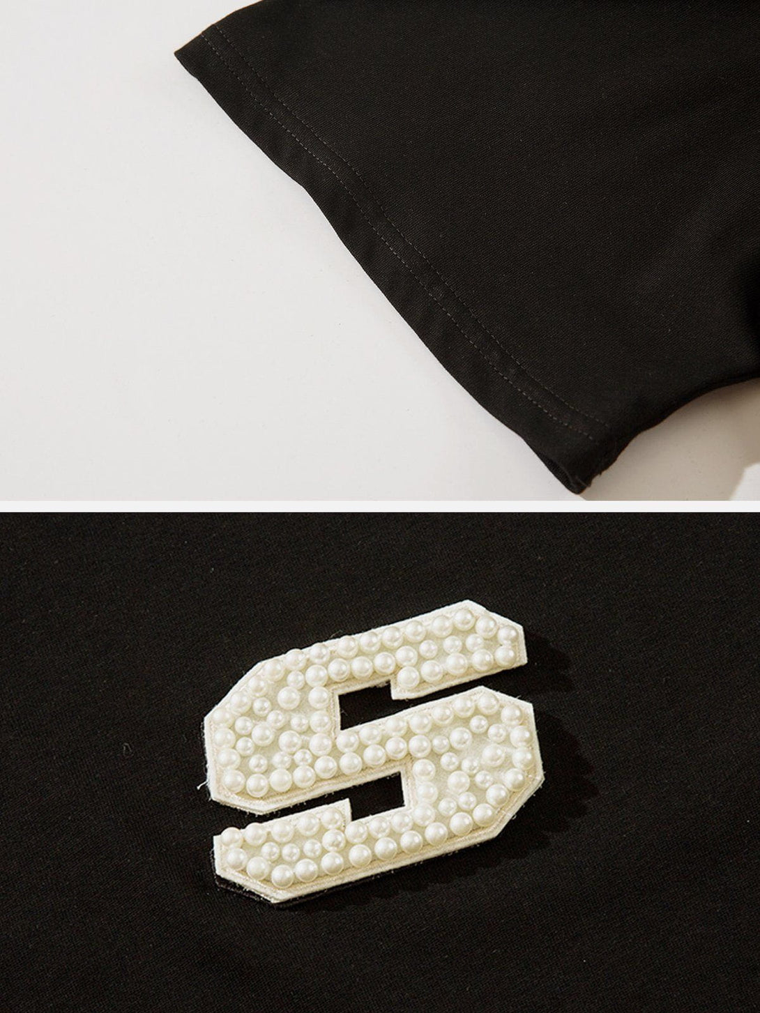 AlanBalen® - Flat Embroidery Velcro High-order Pearls Tee AlanBalen