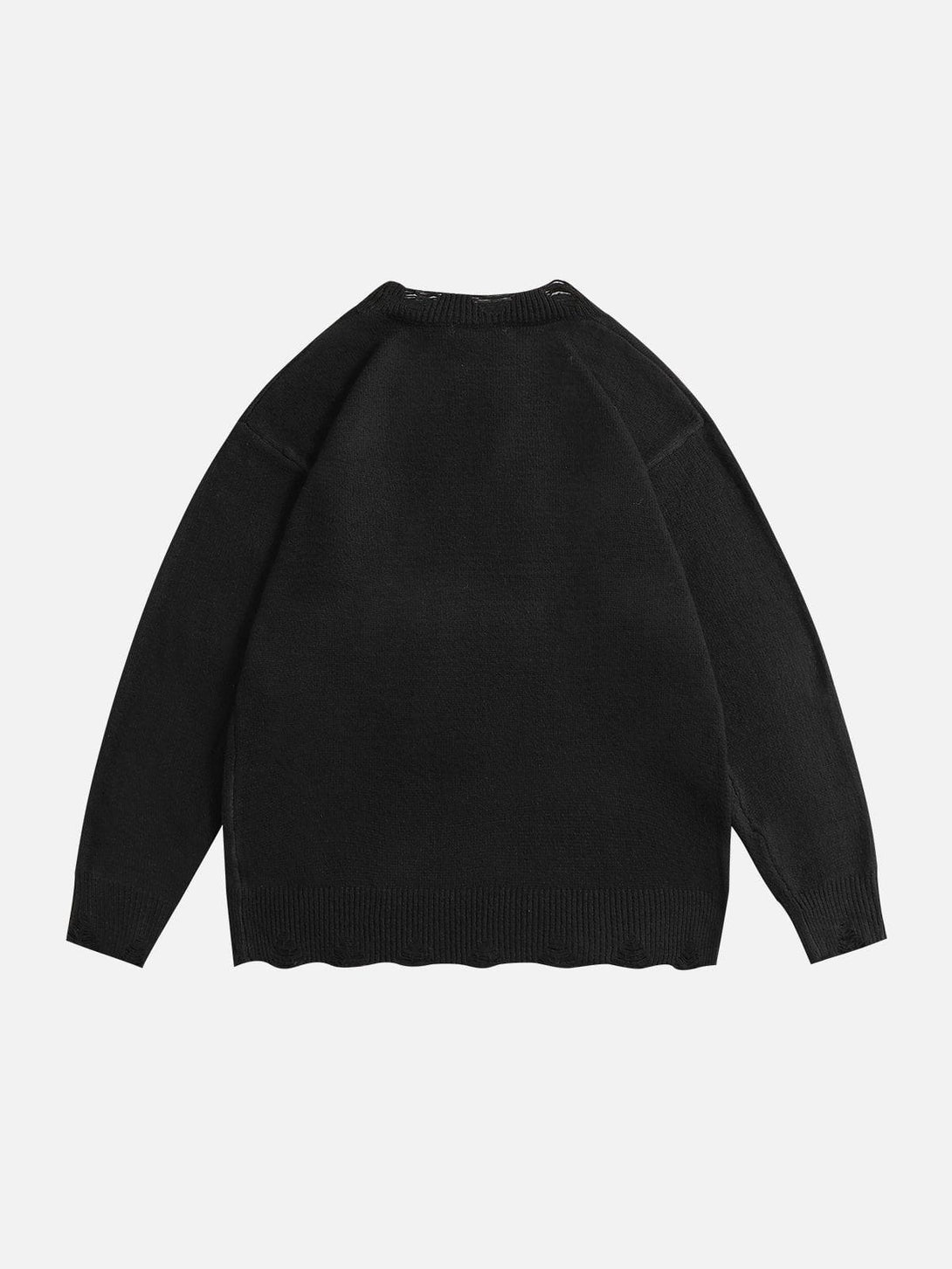 AlanBalen® - Flocked Bear Raw Edge Sweater AlanBalen