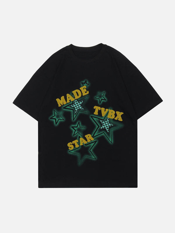 AlanBalen® - Flocked Plaid Star Letter Tee AlanBalen