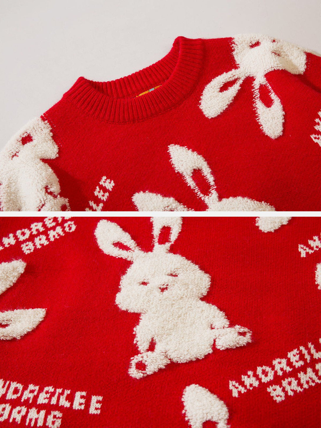 AlanBalen® - Flocked Rabbit Jacquard Sweater AlanBalen