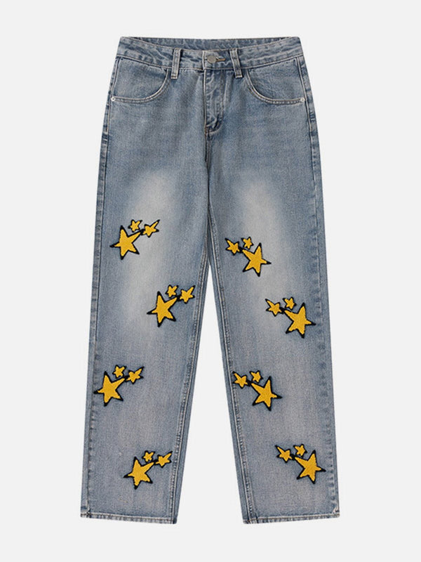 AlanBalen® - Flocked Star Jeans AlanBalen