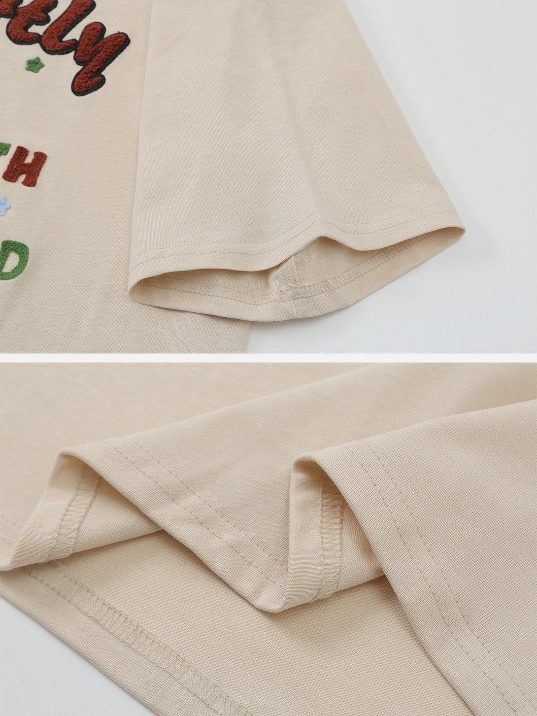 AlanBalen® - Flocked Towel Embroidery Letter Tee AlanBalen