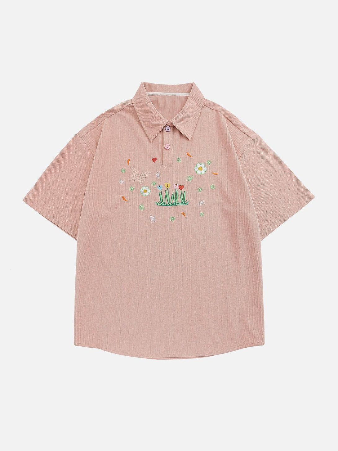 AlanBalen® - Flower Butterfly Embroidery Polo Tee AlanBalen