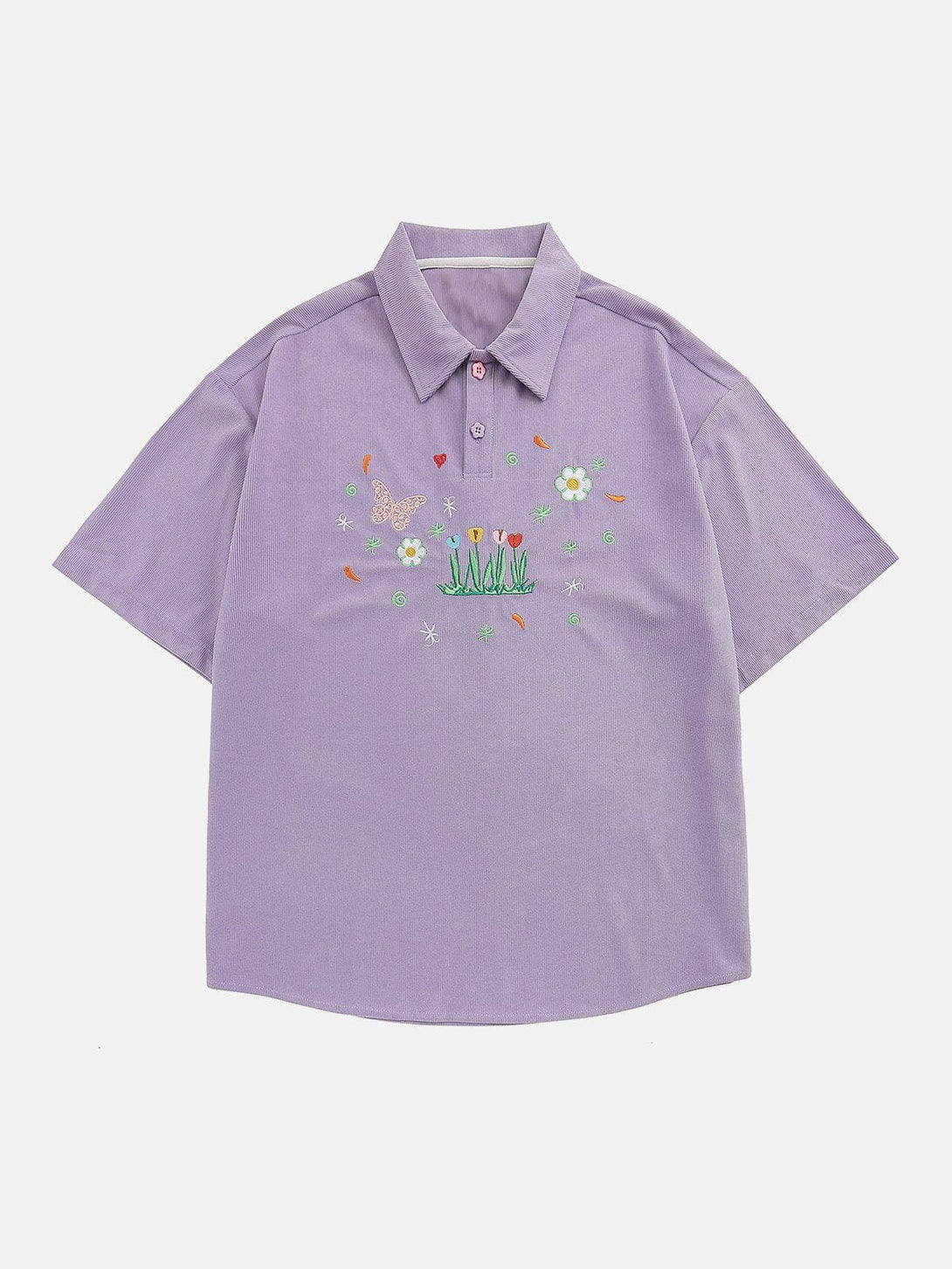 AlanBalen® - Flower Butterfly Embroidery Polo Tee AlanBalen