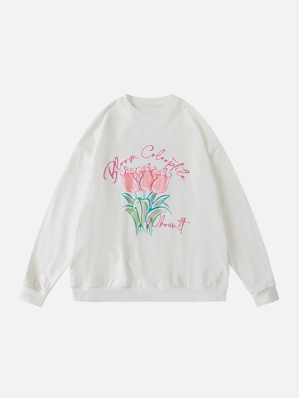 AlanBalen® - Flower Pattern Print Sweatshirt AlanBalen