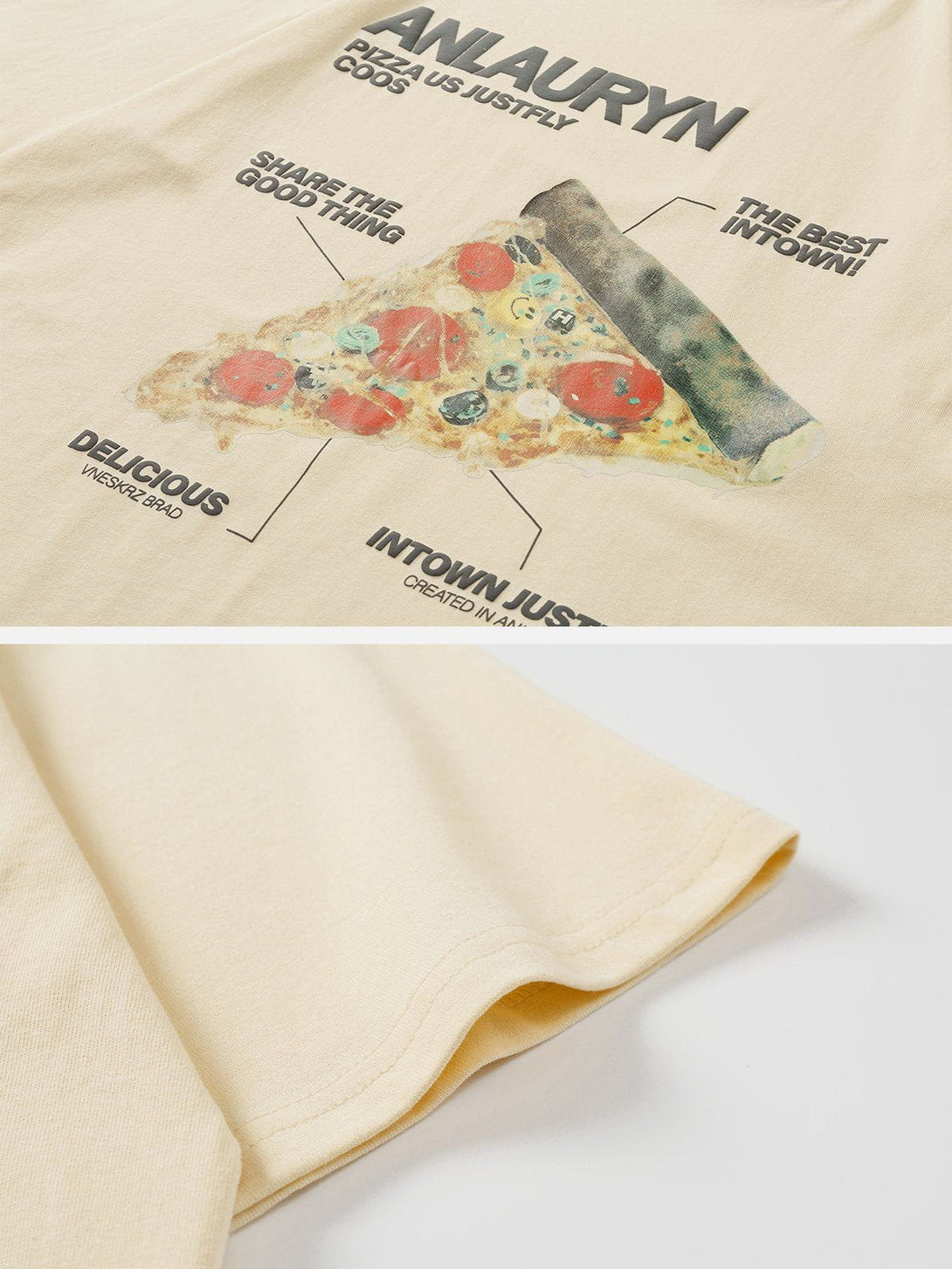 AlanBalen® - Foam Printing Pizza Print Tee AlanBalen