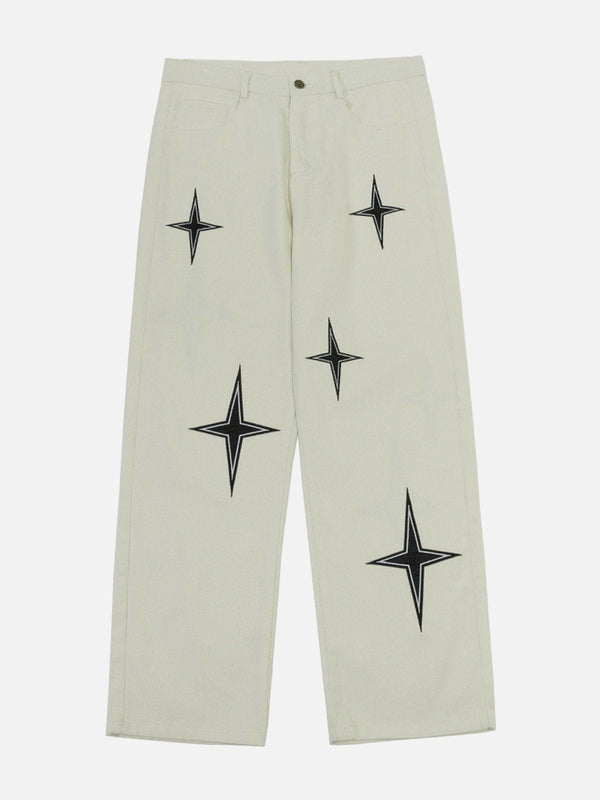 AlanBalen® - Four-pointed Star Print Pants AlanBalen