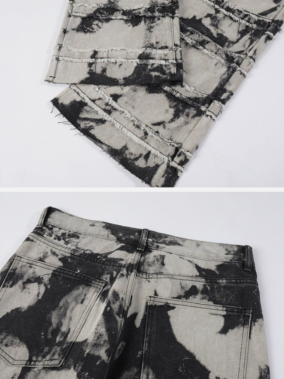 AlanBalen® - Frayed Panel Tie Dye Jeans AlanBalen