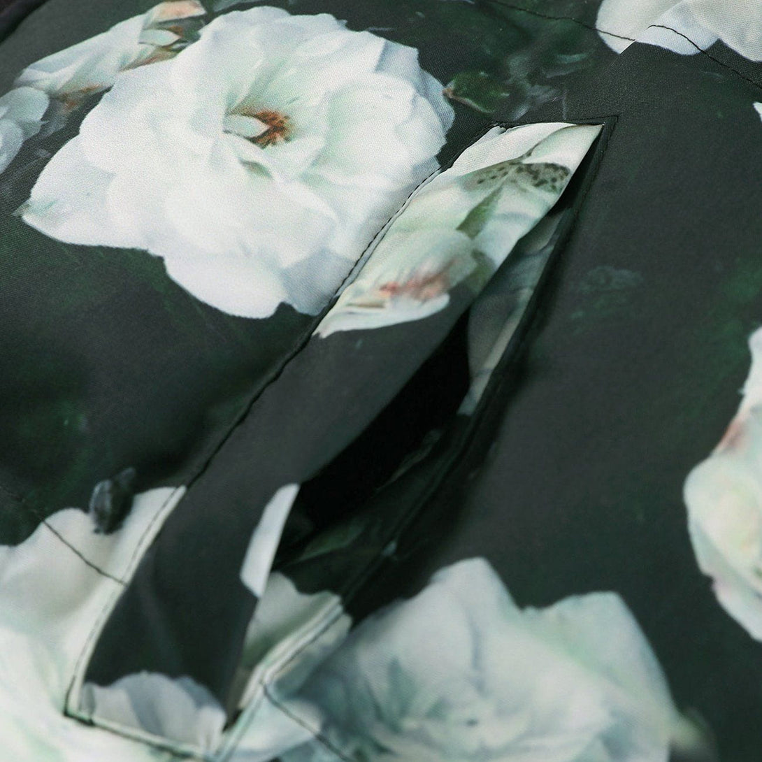AlanBalen® - Full White Rose Print Winter Coat AlanBalen