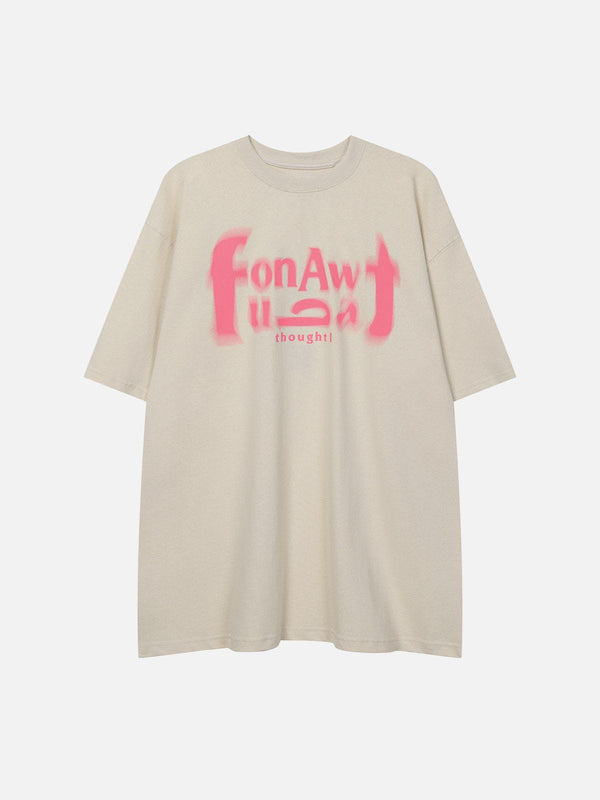 AlanBalen® - Fuzzy Letter Print Tee AlanBalen