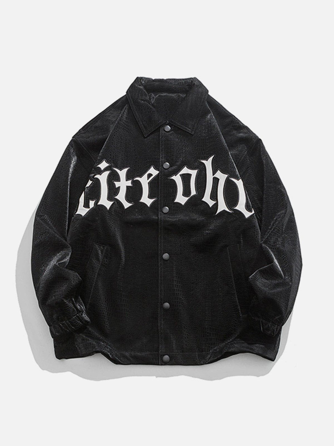 AlanBalen® - Gothic Letter Embroidered Leather Jacket AlanBalen