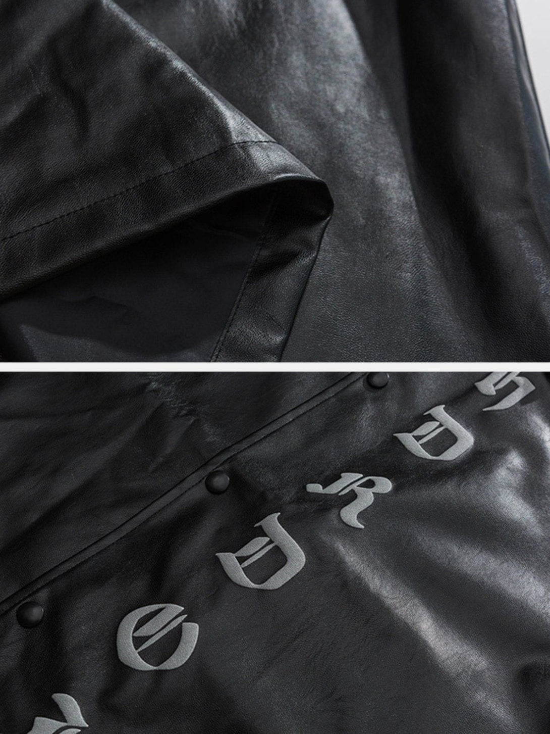 AlanBalen® - Gothic Letter Print Leather Jacket AlanBalen