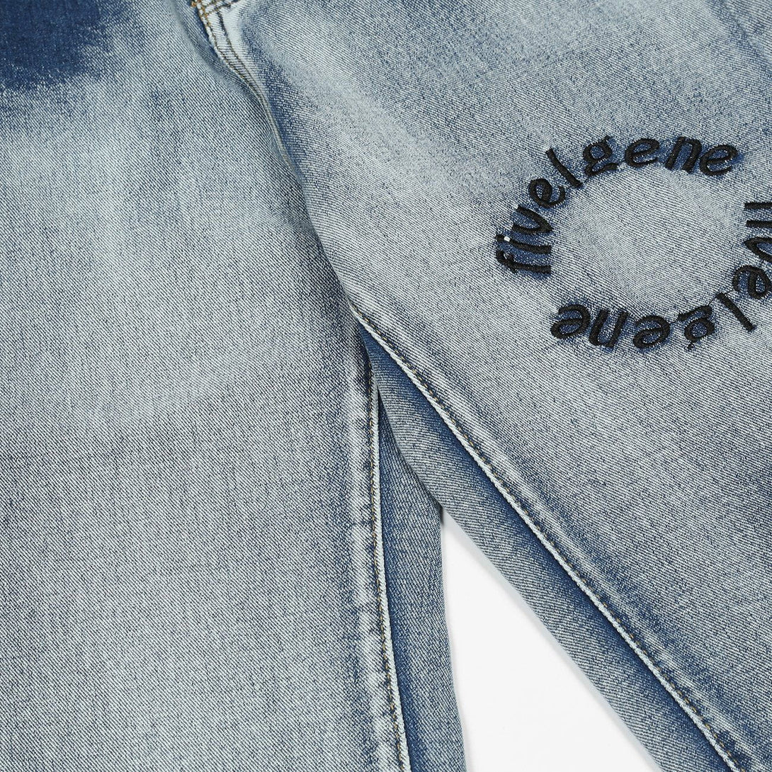 AlanBalen® - Gradient Letter Embroidered Jeans AlanBalen