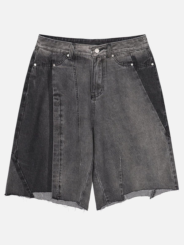 AlanBalen® - Gradient Patchwork Design Denim Shorts AlanBalen